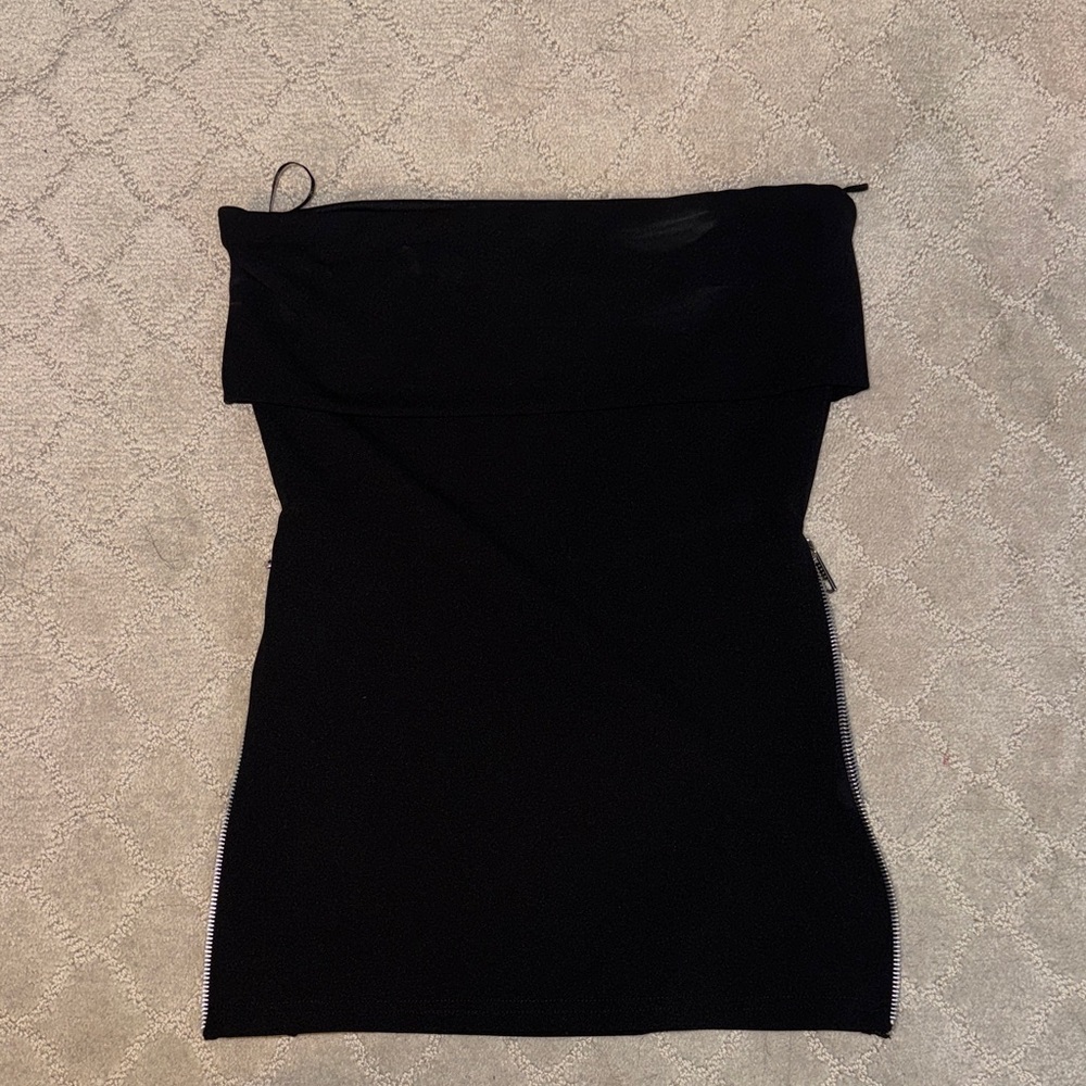 Zara Strapless top with silver zippers at each end
